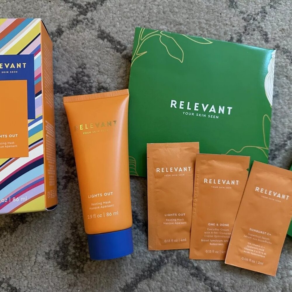 RELEVANT Lights Out Resting Mask Full Size 2.9 FL oz NEW IN BOX + FREE SAMPLES!